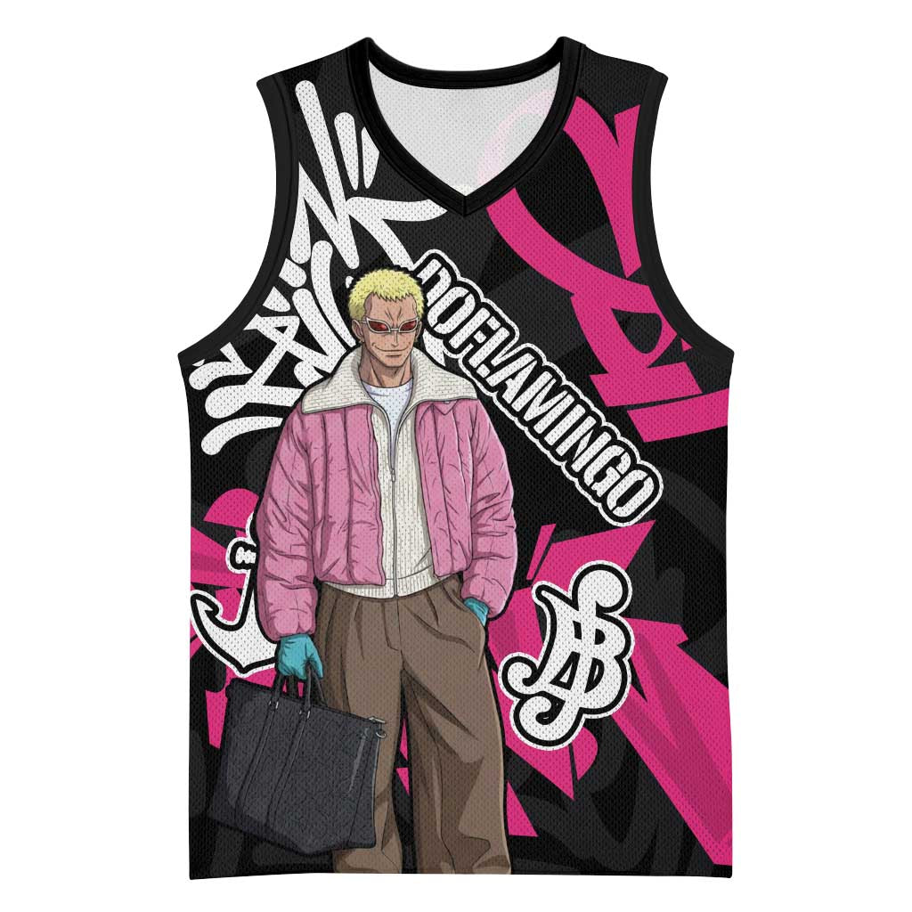 Donquixote Doflamingo One Piece Basketball Jersey Graffiti Street Art Anime Collage