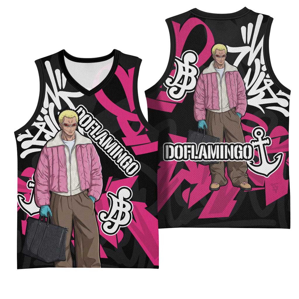 Donquixote Doflamingo One Piece Basketball Jersey Graffiti Street Art Anime Collage