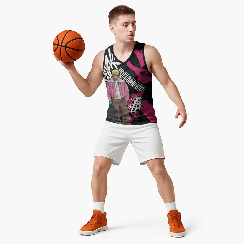 Donquixote Doflamingo One Piece Basketball Jersey Graffiti Street Art Anime Collage