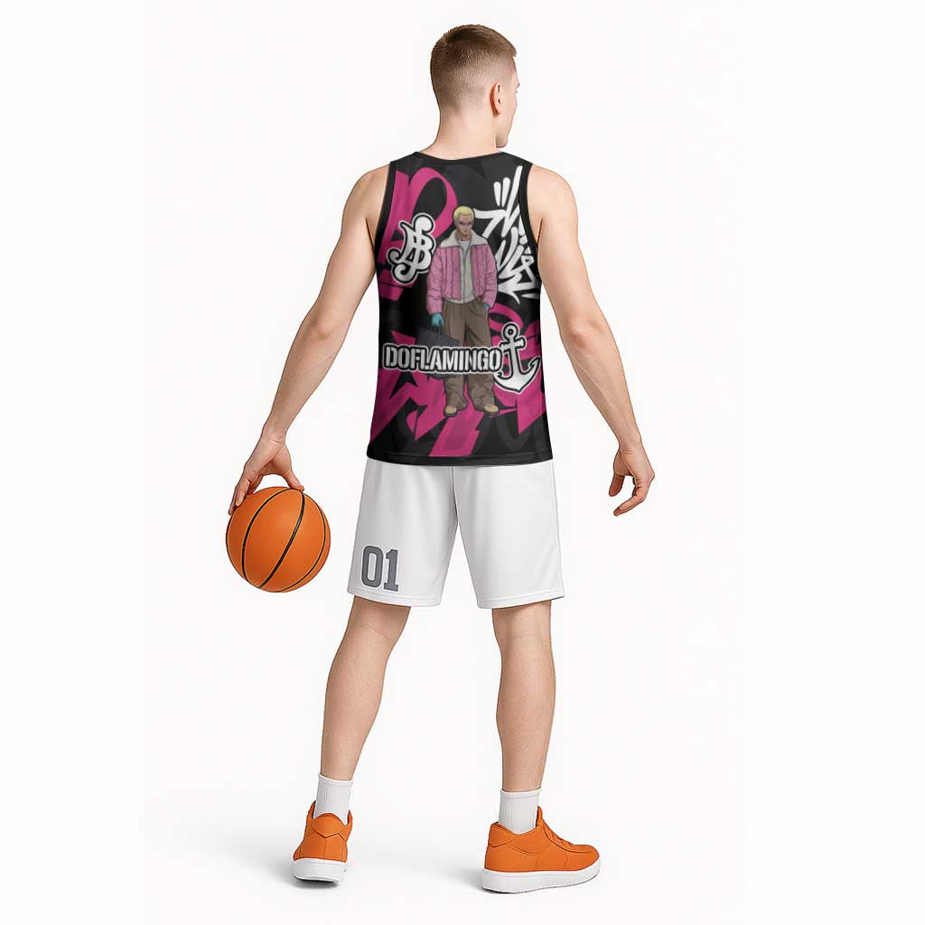 Donquixote Doflamingo One Piece Basketball Jersey Graffiti Street Art Anime Collage