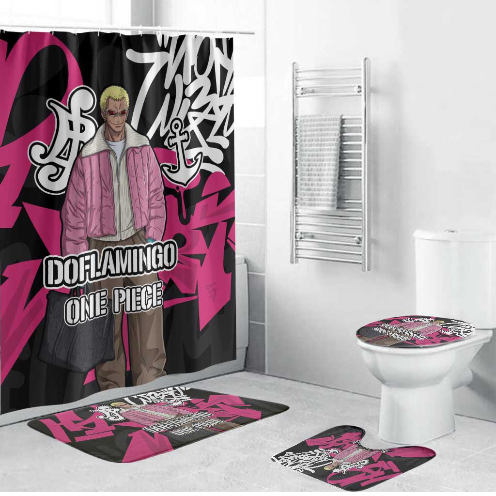 Donquixote Doflamingo One Piece Bathroom Set Graffiti Street Art Anime Collage