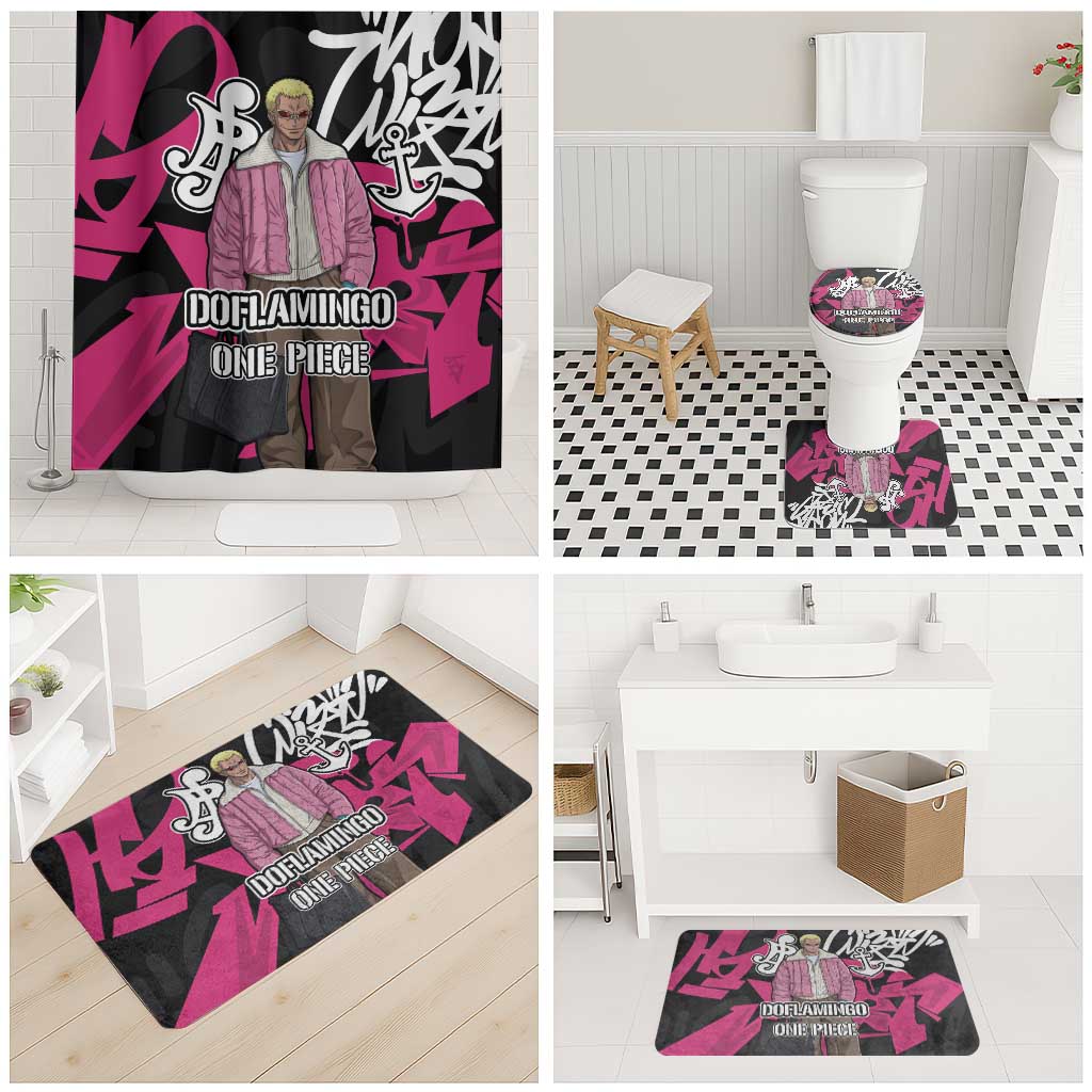 Donquixote Doflamingo One Piece Bathroom Set Graffiti Street Art Anime Collage