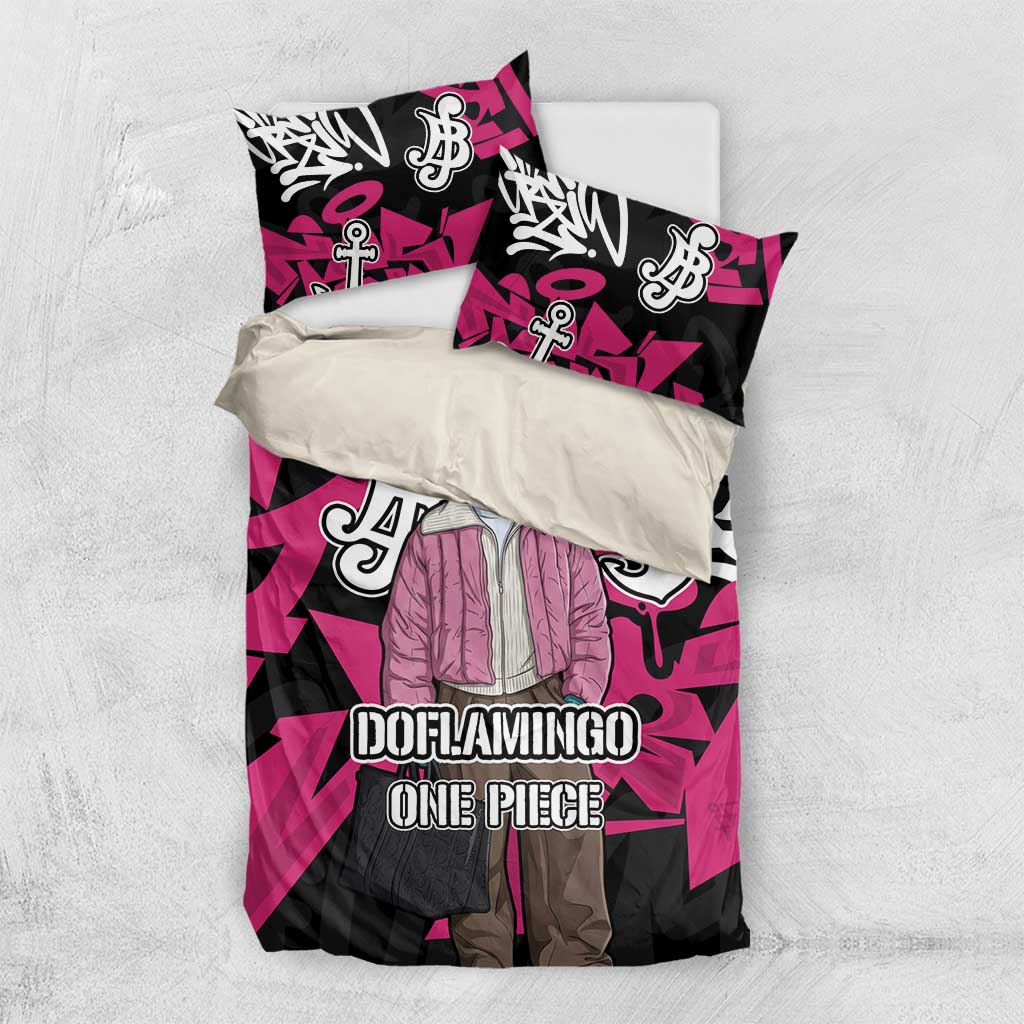 Donquixote Doflamingo One Piece Bedding Set Graffiti Street Art Anime Collage