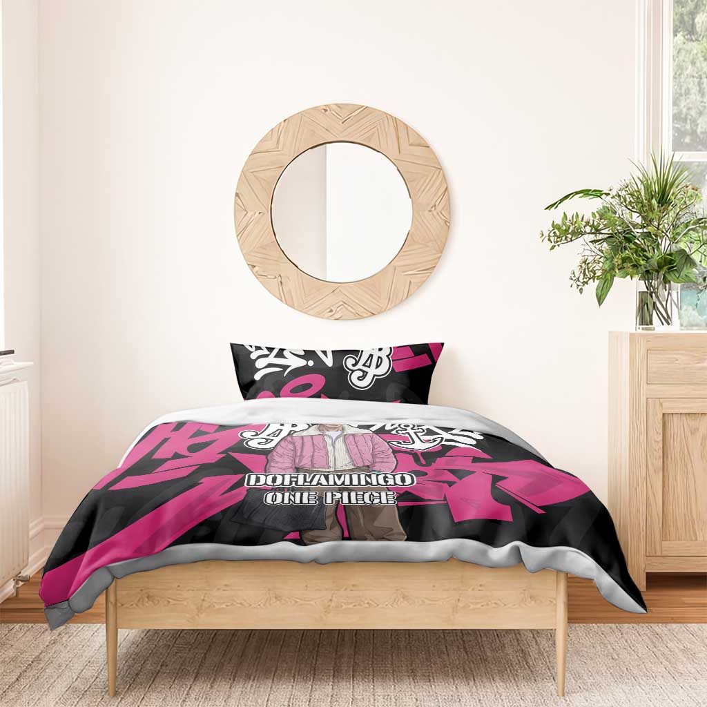 Donquixote Doflamingo One Piece Bedding Set Graffiti Street Art Anime Collage