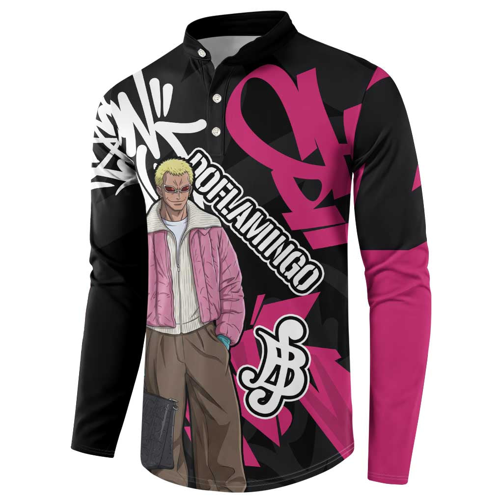 Donquixote Doflamingo One Piece Button Sweatshirt Graffiti Street Art Anime Collage