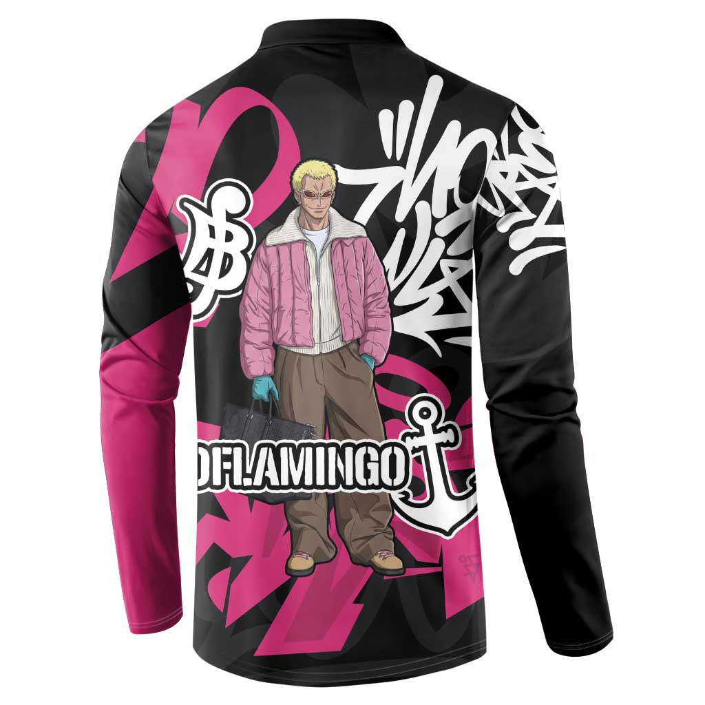Donquixote Doflamingo One Piece Button Sweatshirt Graffiti Street Art Anime Collage