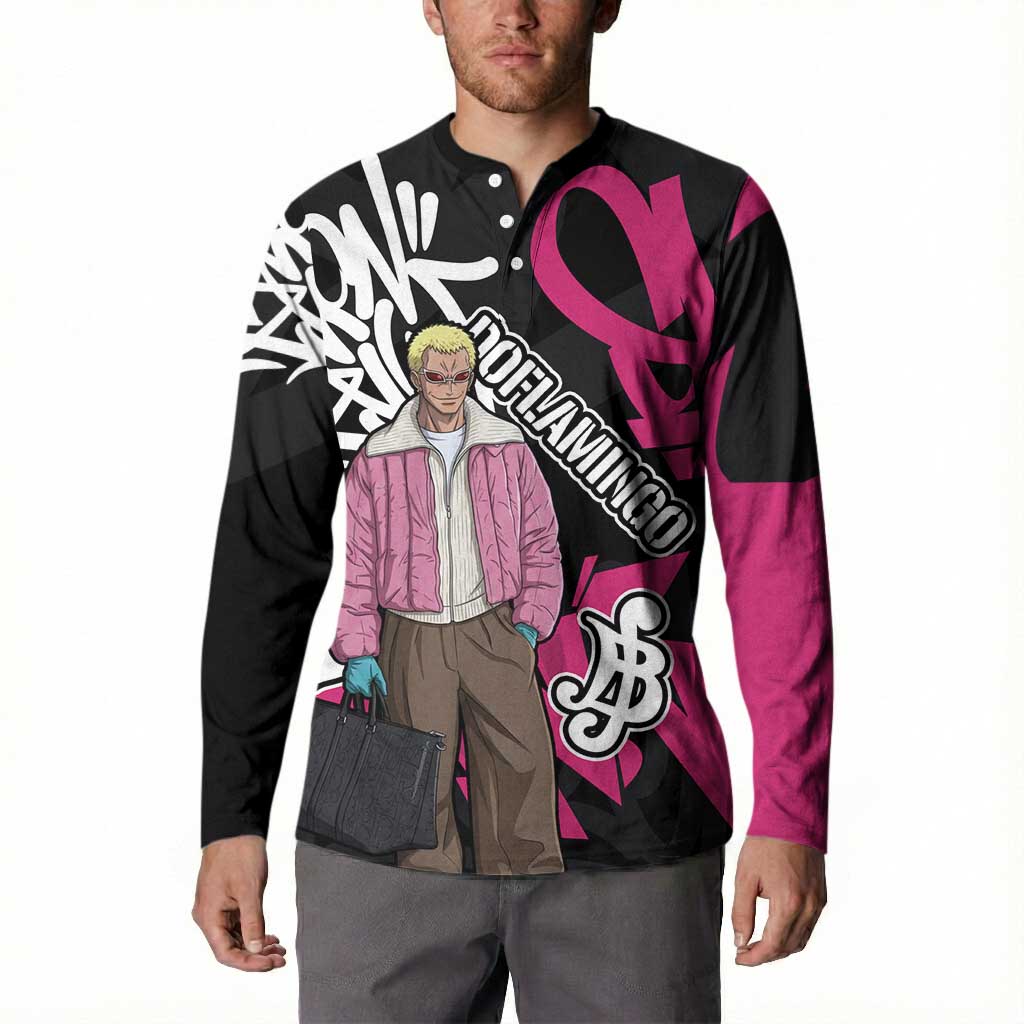Donquixote Doflamingo One Piece Button Sweatshirt Graffiti Street Art Anime Collage