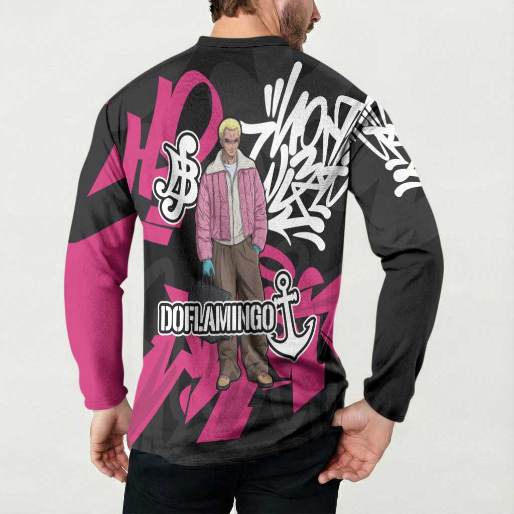Donquixote Doflamingo One Piece Button Sweatshirt Graffiti Street Art Anime Collage