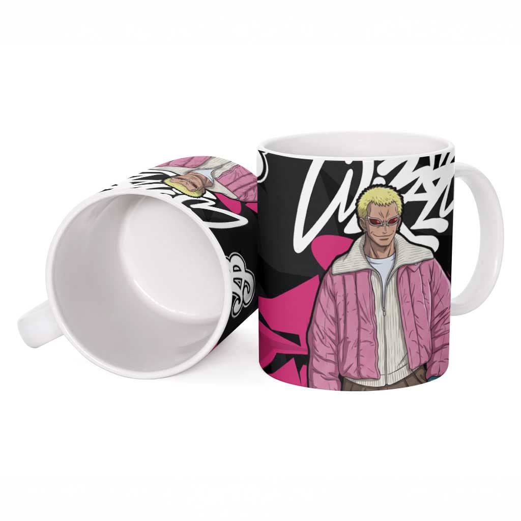 Donquixote Doflamingo One Piece Ceramic Mug Graffiti Street Art Anime Collage