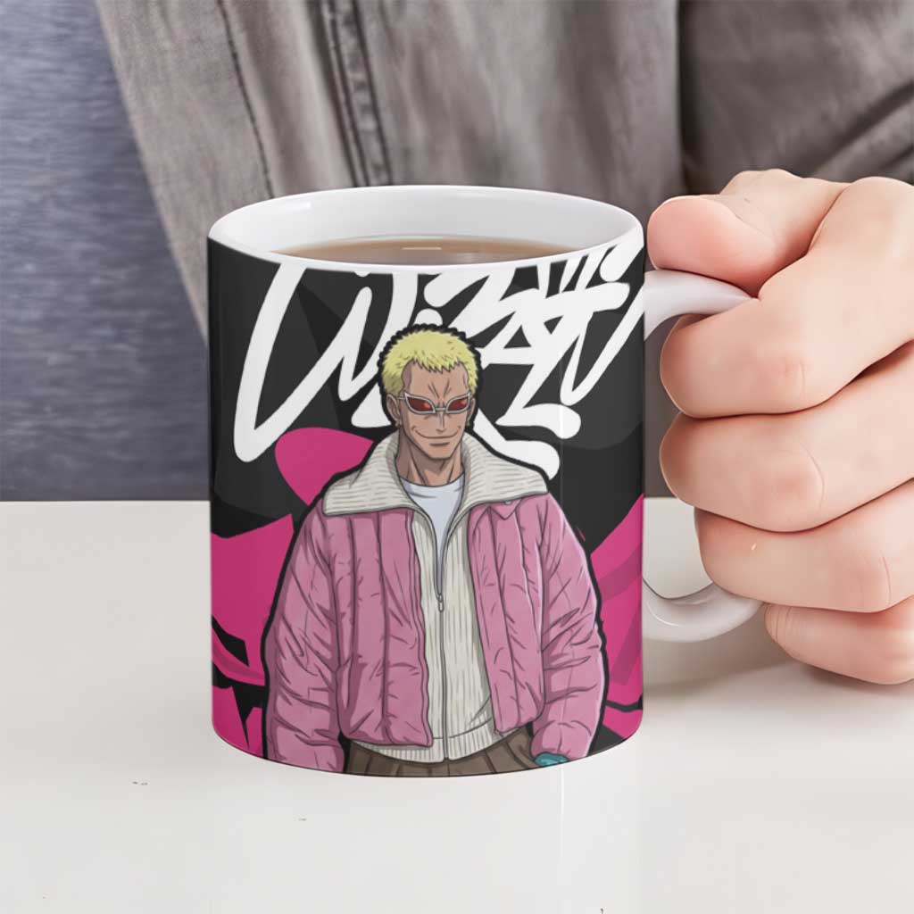 Donquixote Doflamingo One Piece Ceramic Mug Graffiti Street Art Anime Collage