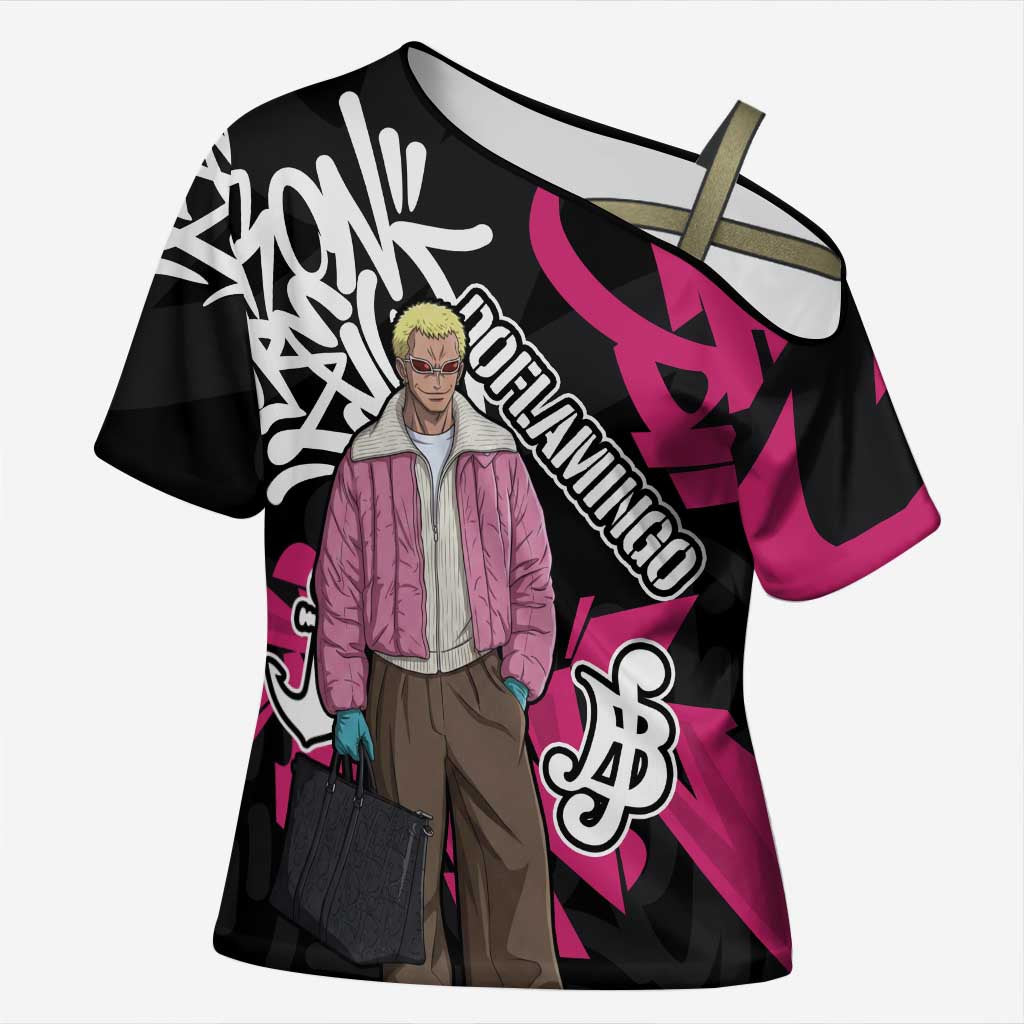 Donquixote Doflamingo One Piece Cross Shoulder Shirt Graffiti Street Art Anime Collage