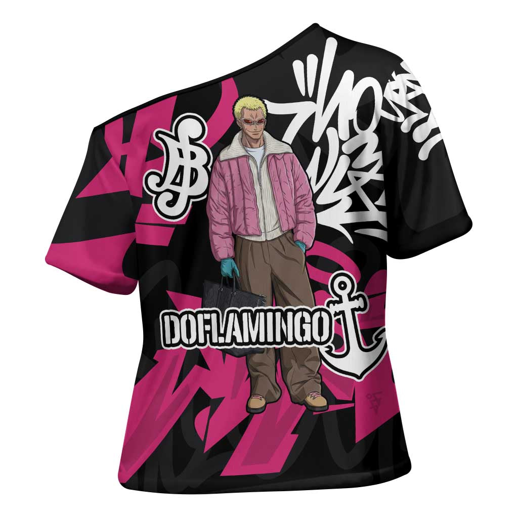 Donquixote Doflamingo One Piece Cross Shoulder Shirt Graffiti Street Art Anime Collage