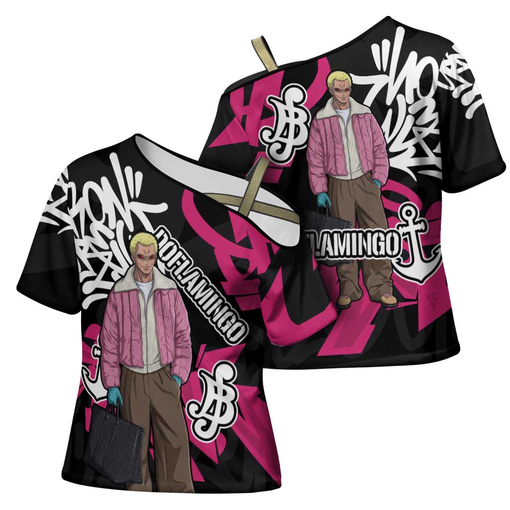 Donquixote Doflamingo One Piece Cross Shoulder Shirt Graffiti Street Art Anime Collage
