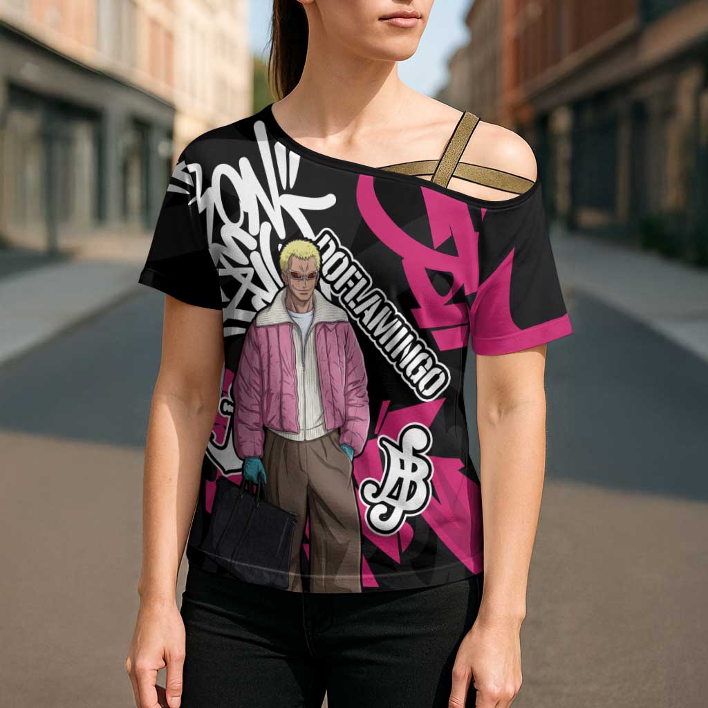 Donquixote Doflamingo One Piece Cross Shoulder Shirt Graffiti Street Art Anime Collage