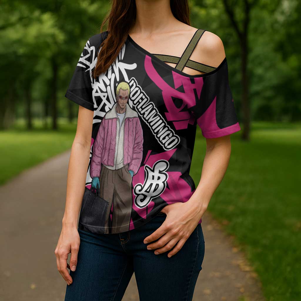 Donquixote Doflamingo One Piece Cross Shoulder Shirt Graffiti Street Art Anime Collage