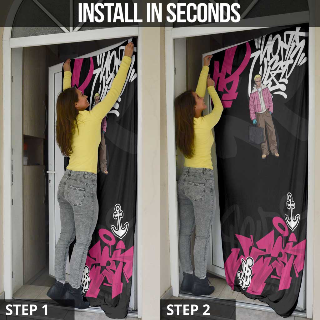 Donquixote Doflamingo One Piece Door Cover Graffiti Street Art Anime Collage