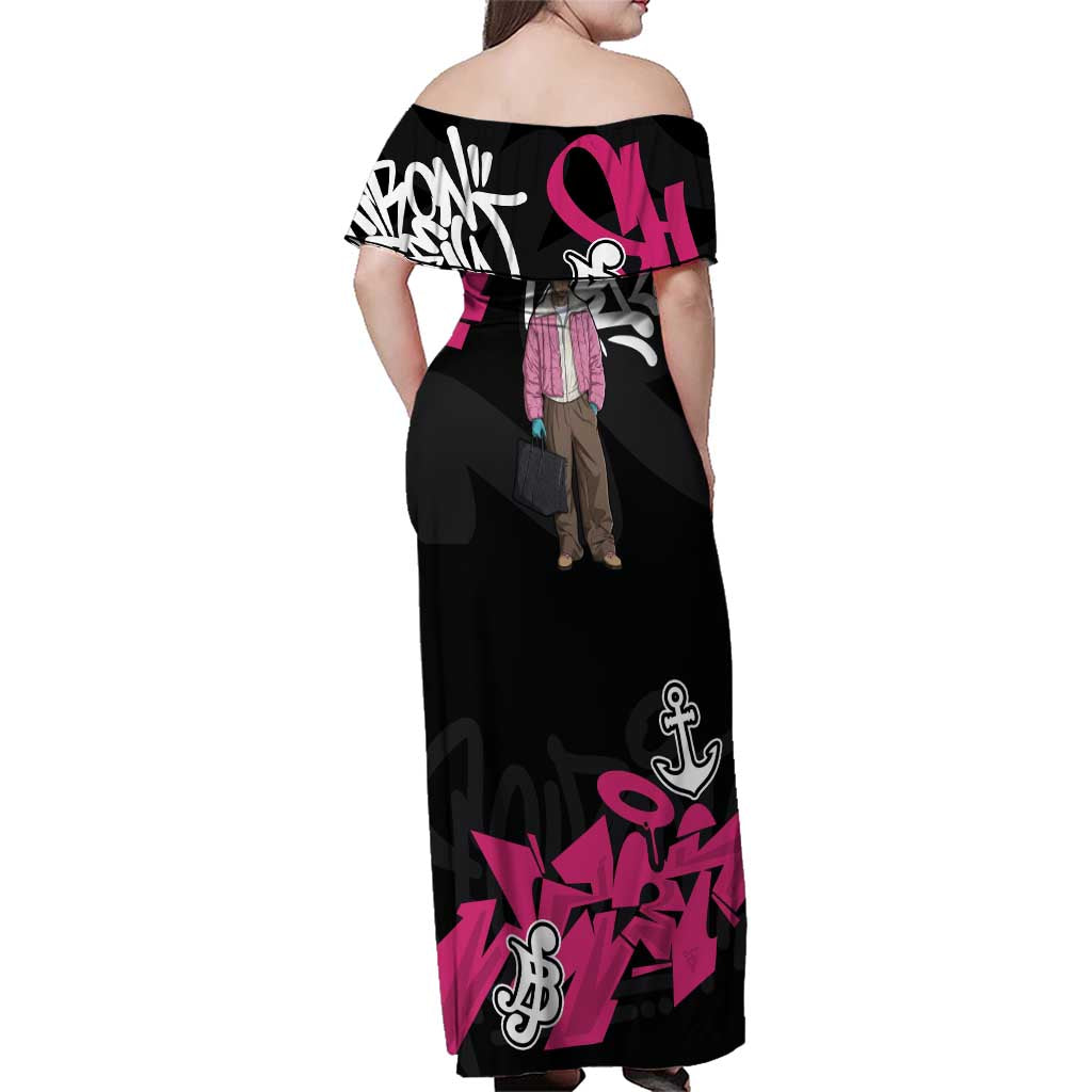 Donquixote Doflamingo One Piece Family Matching Off Shoulder Maxi Dress and Hawaiian Shirt Graffiti Street Art Anime Collage