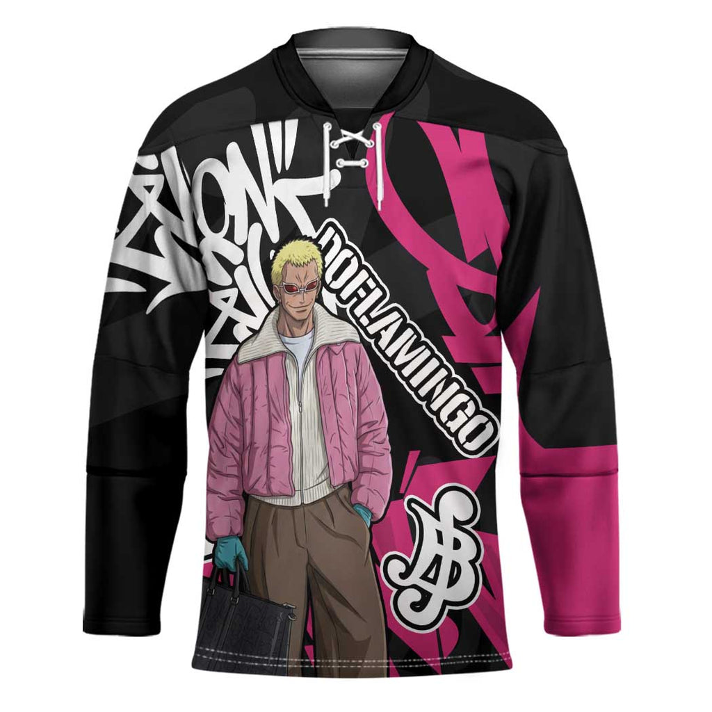 Donquixote Doflamingo One Piece Hockey Jersey Graffiti Street Art Anime Collage