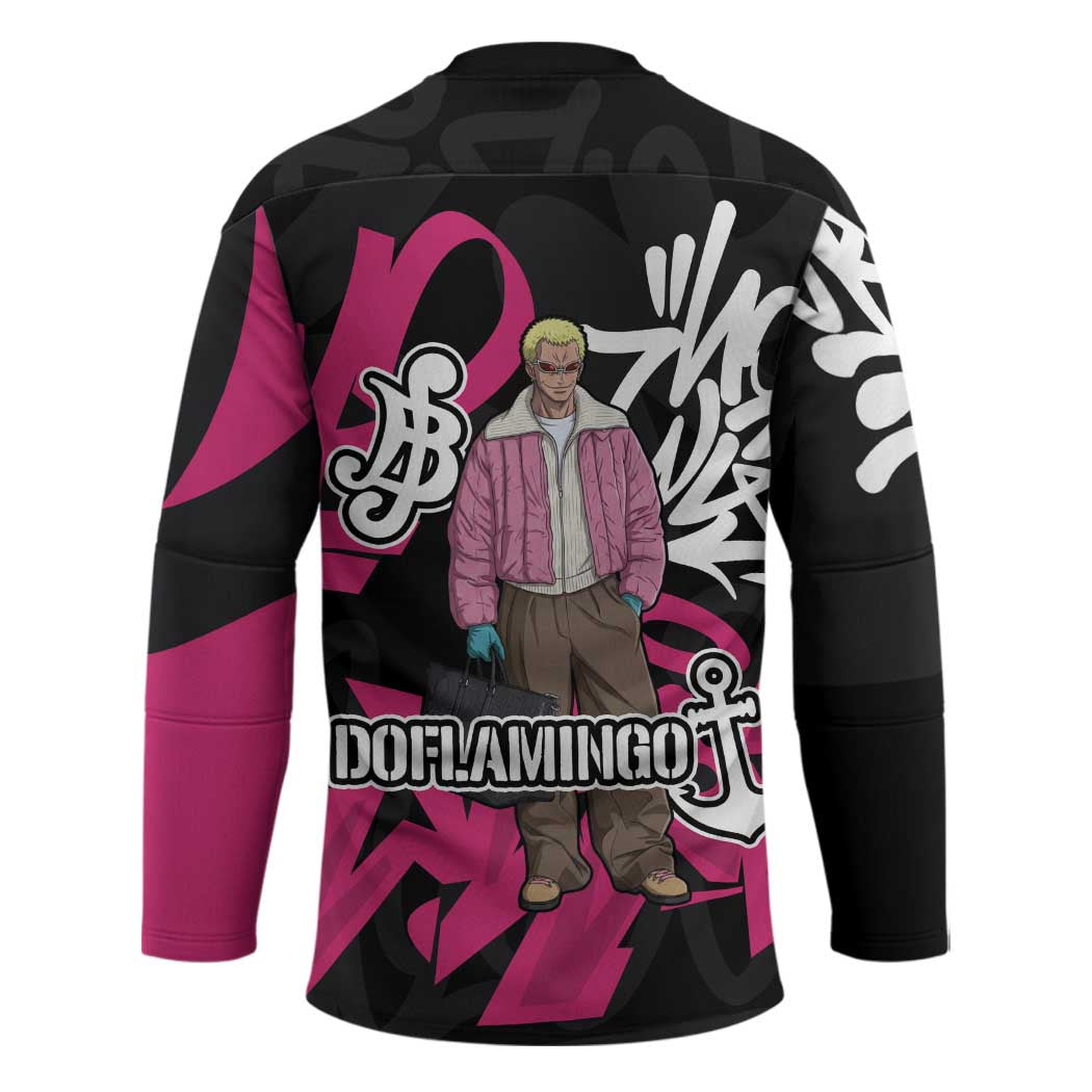 Donquixote Doflamingo One Piece Hockey Jersey Graffiti Street Art Anime Collage
