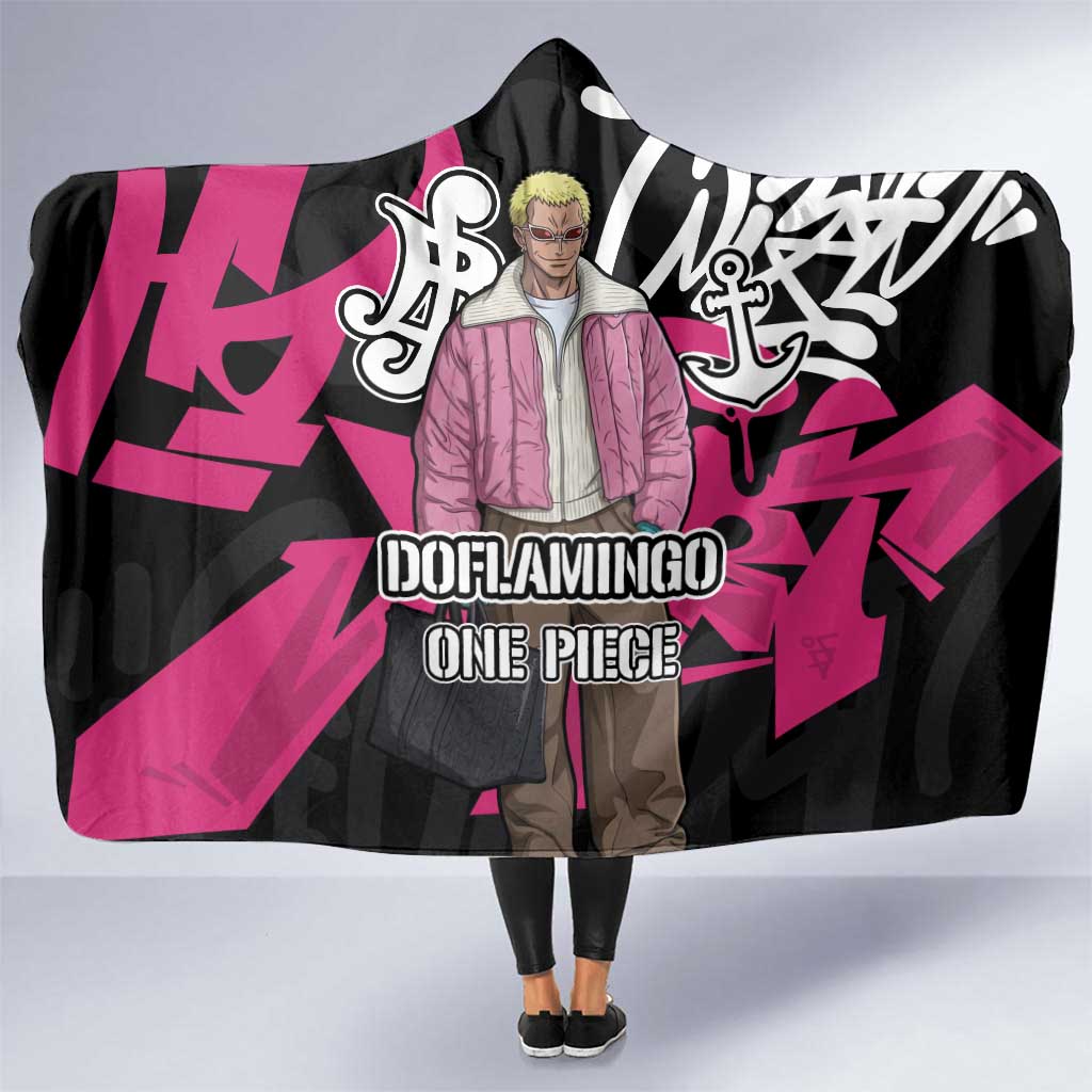 Donquixote Doflamingo One Piece Hooded Blanket Graffiti Street Art Anime Collage