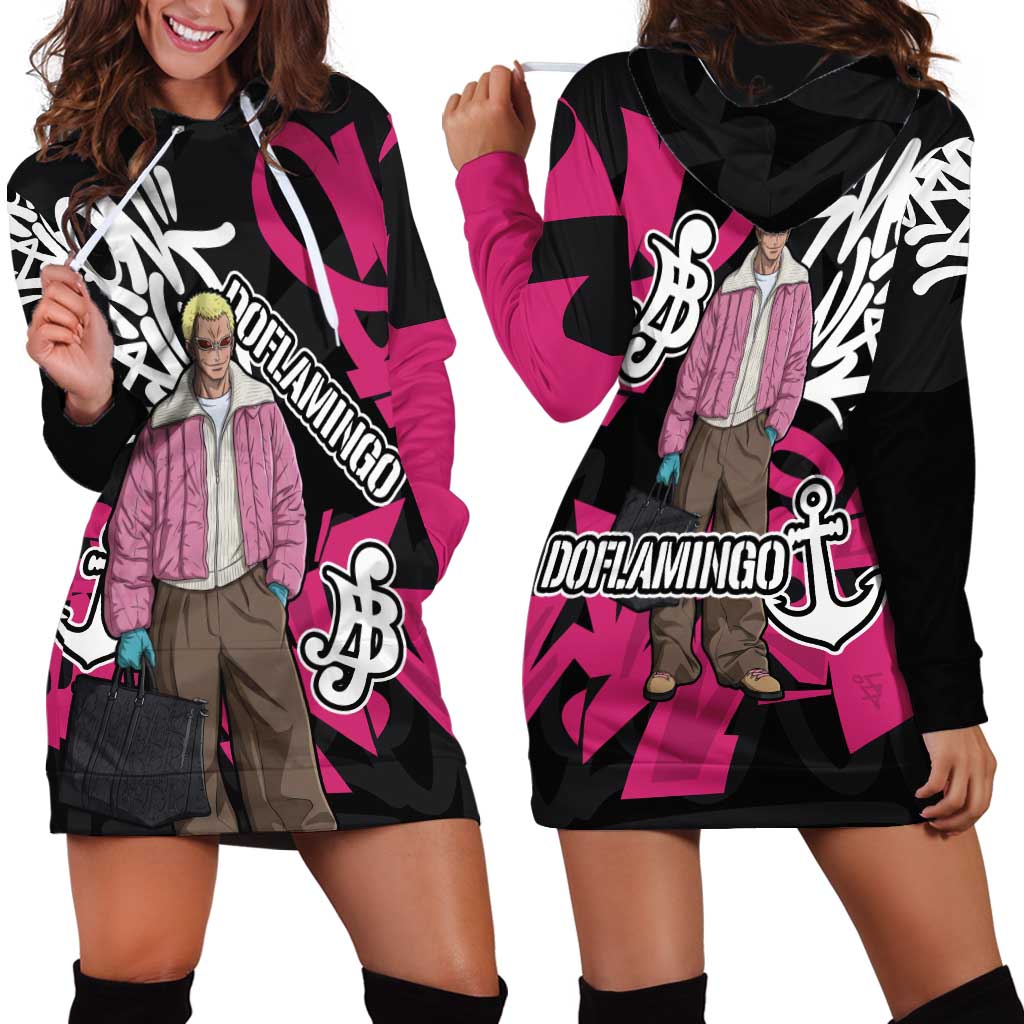 Donquixote Doflamingo One Piece Hoodie Dress Graffiti Street Art Anime Collage