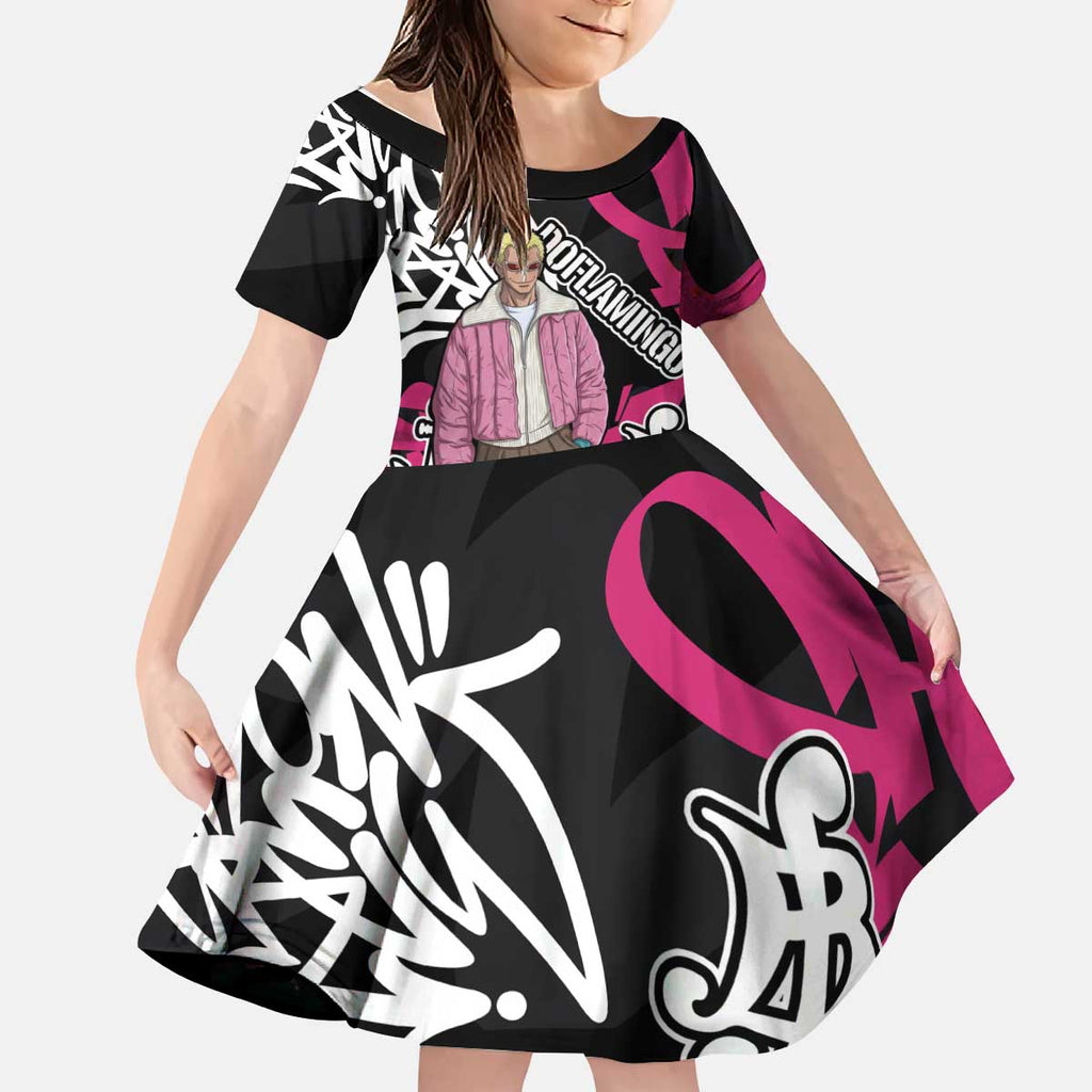 Donquixote Doflamingo One Piece Kid Short Sleeve Dress Graffiti Street Art Anime Collage