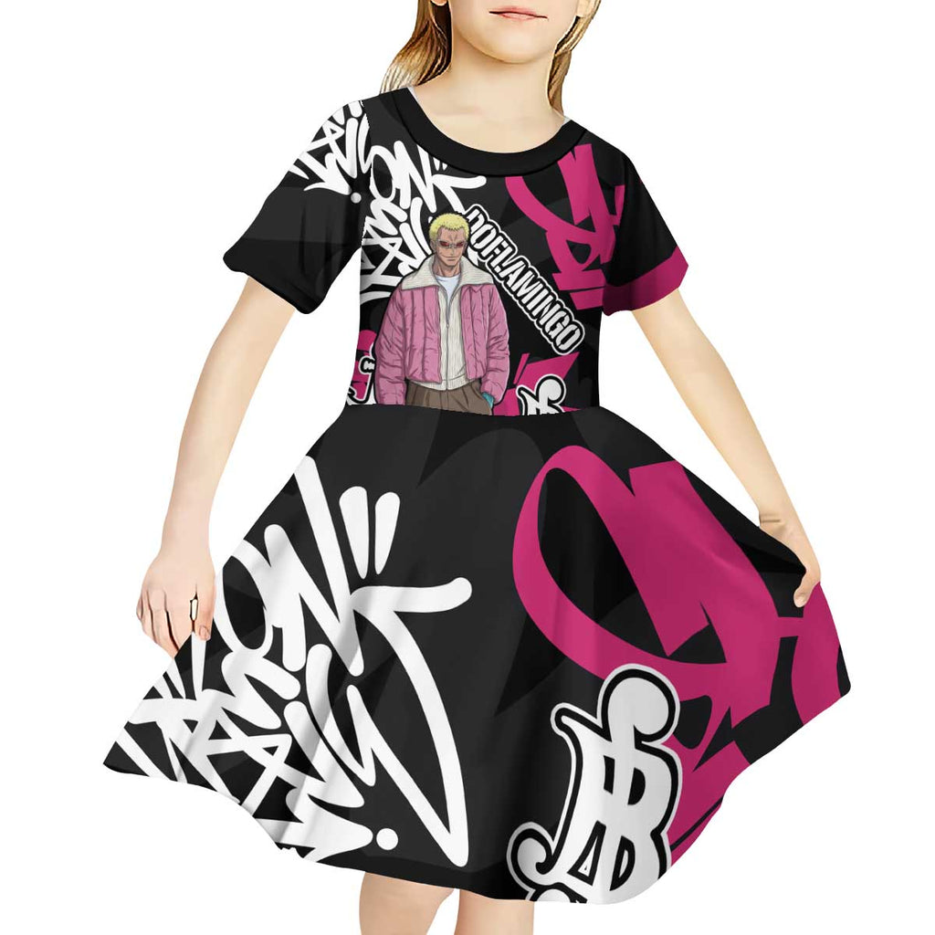 Donquixote Doflamingo One Piece Kid Short Sleeve Dress Graffiti Street Art Anime Collage