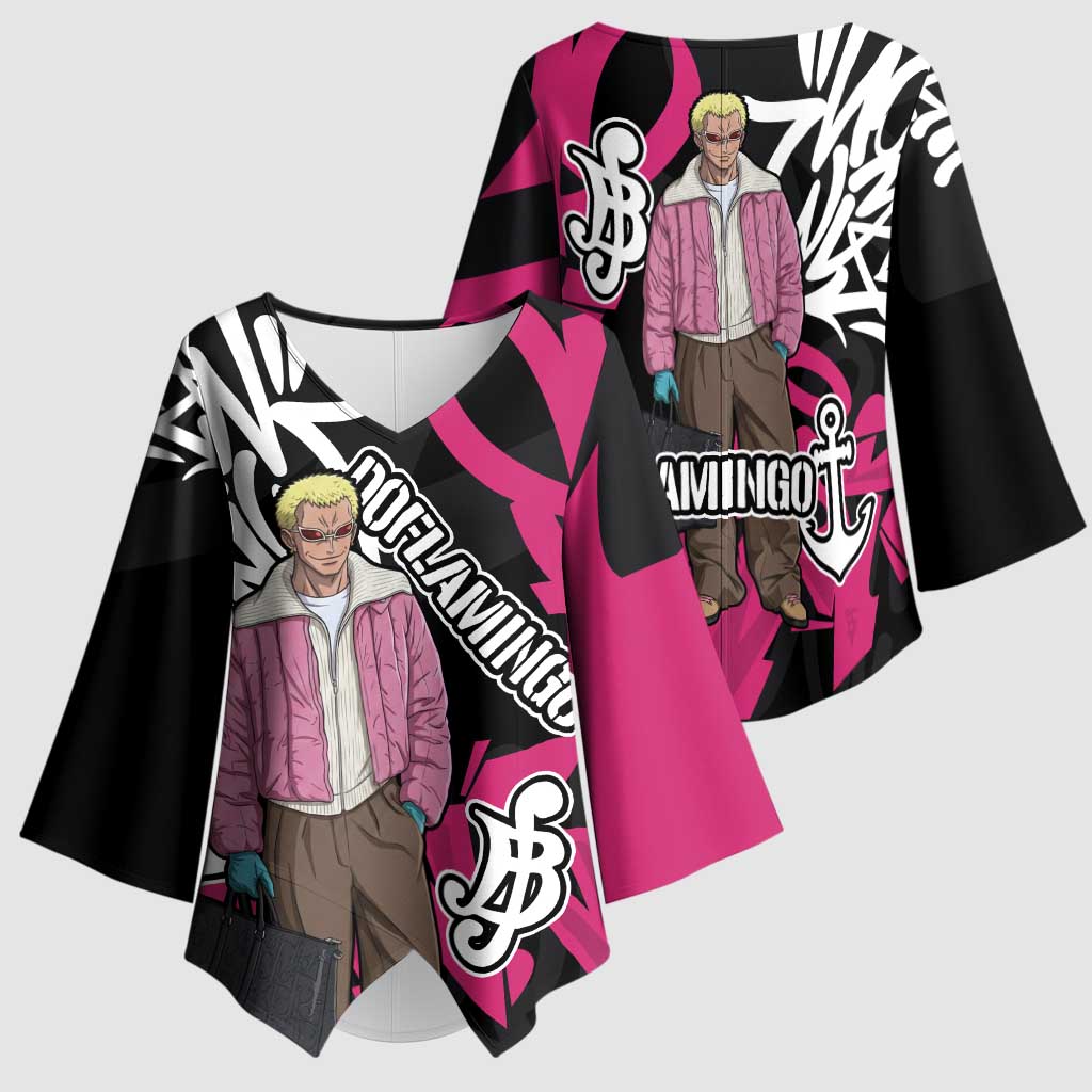 Donquixote Doflamingo One Piece Kimono Sleeve Blouse Graffiti Street Art Anime Collage