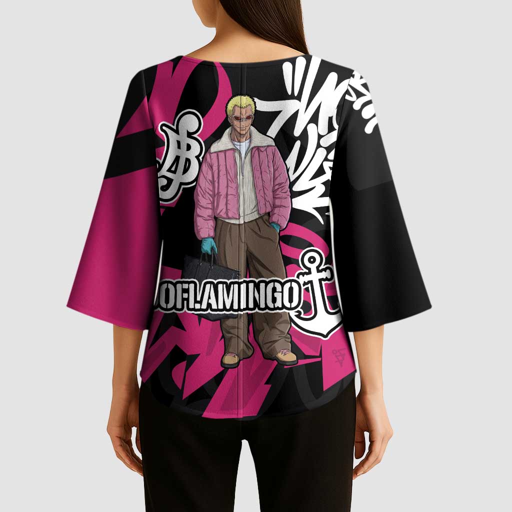 Donquixote Doflamingo One Piece Kimono Sleeve Blouse Graffiti Street Art Anime Collage