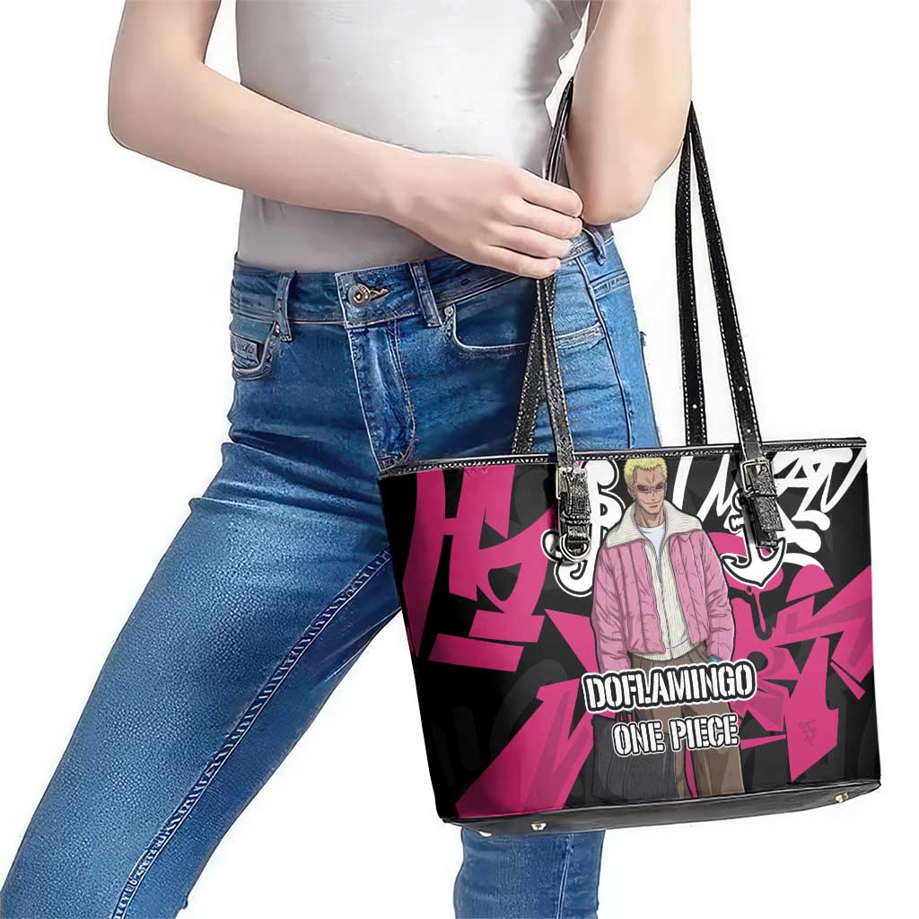 Donquixote Doflamingo One Piece Leather Tote Bag Graffiti Street Art Anime Collage