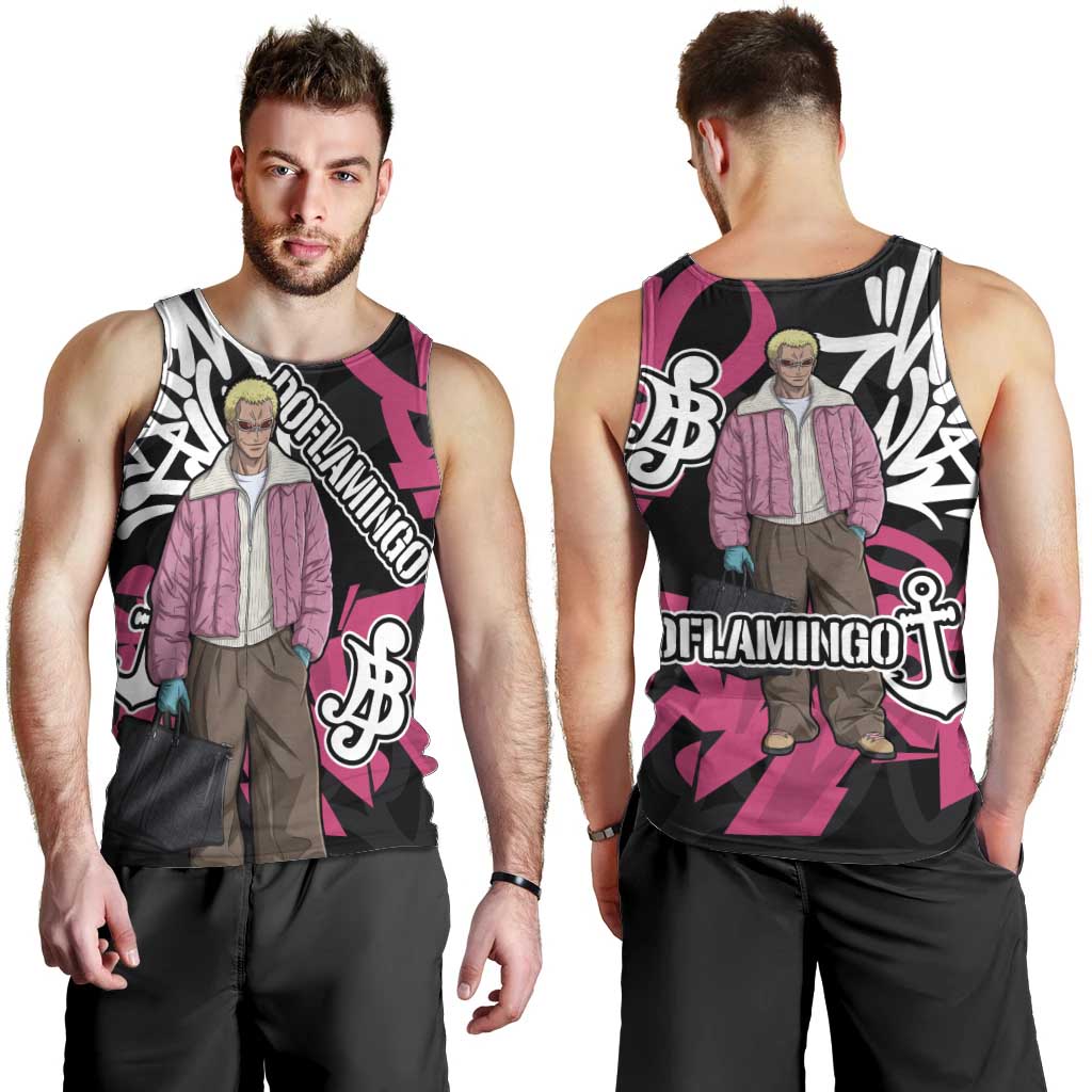 Donquixote Doflamingo One Piece Men Tank Top Graffiti Street Art Anime Collage