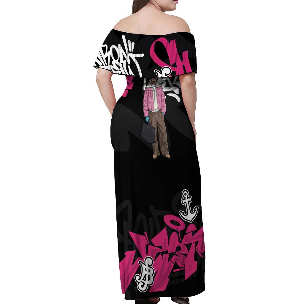 Donquixote Doflamingo One Piece Off Shoulder Maxi Dress Graffiti Street Art Anime Collage