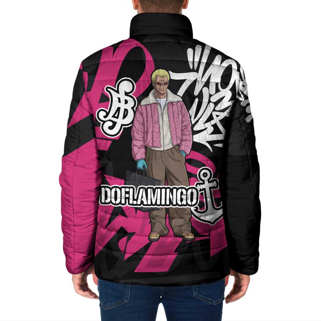 Donquixote Doflamingo One Piece Padded Jacket Graffiti Street Art Anime Collage
