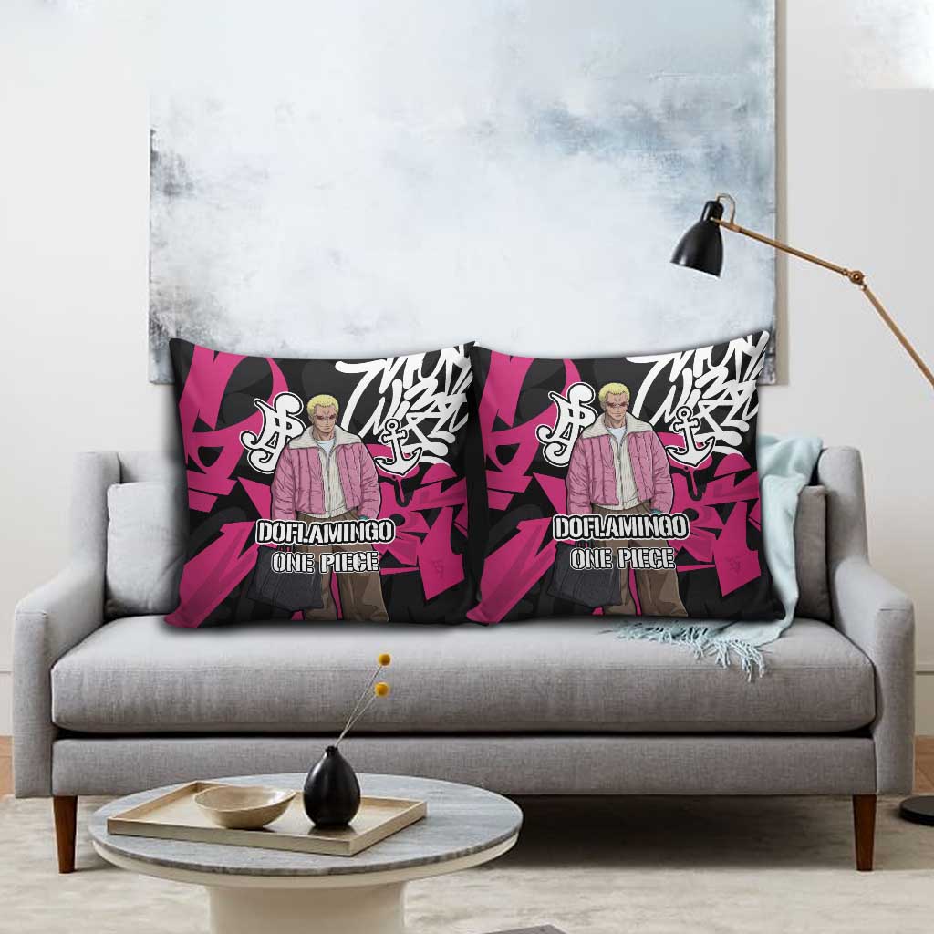 Donquixote Doflamingo One Piece Pillow Cover Graffiti Street Art Anime Collage