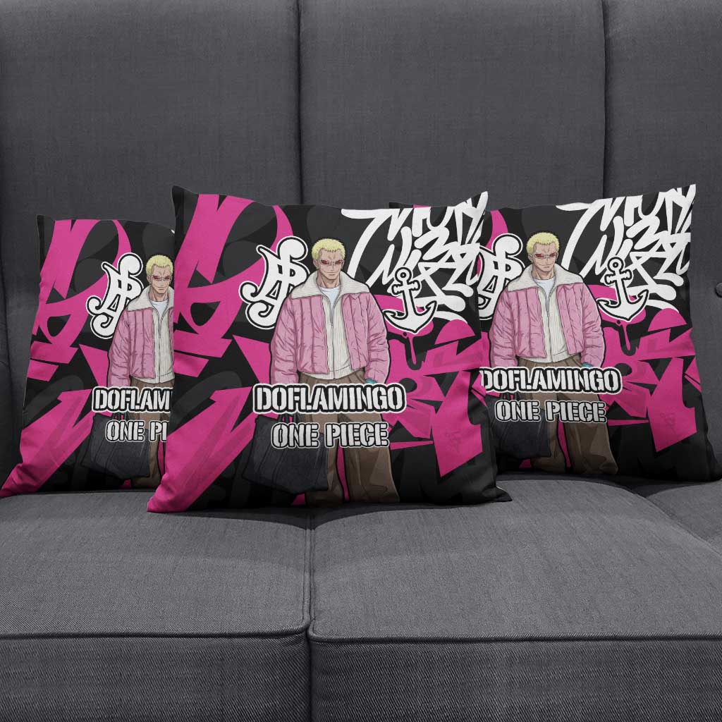 Donquixote Doflamingo One Piece Pillow Cover Graffiti Street Art Anime Collage