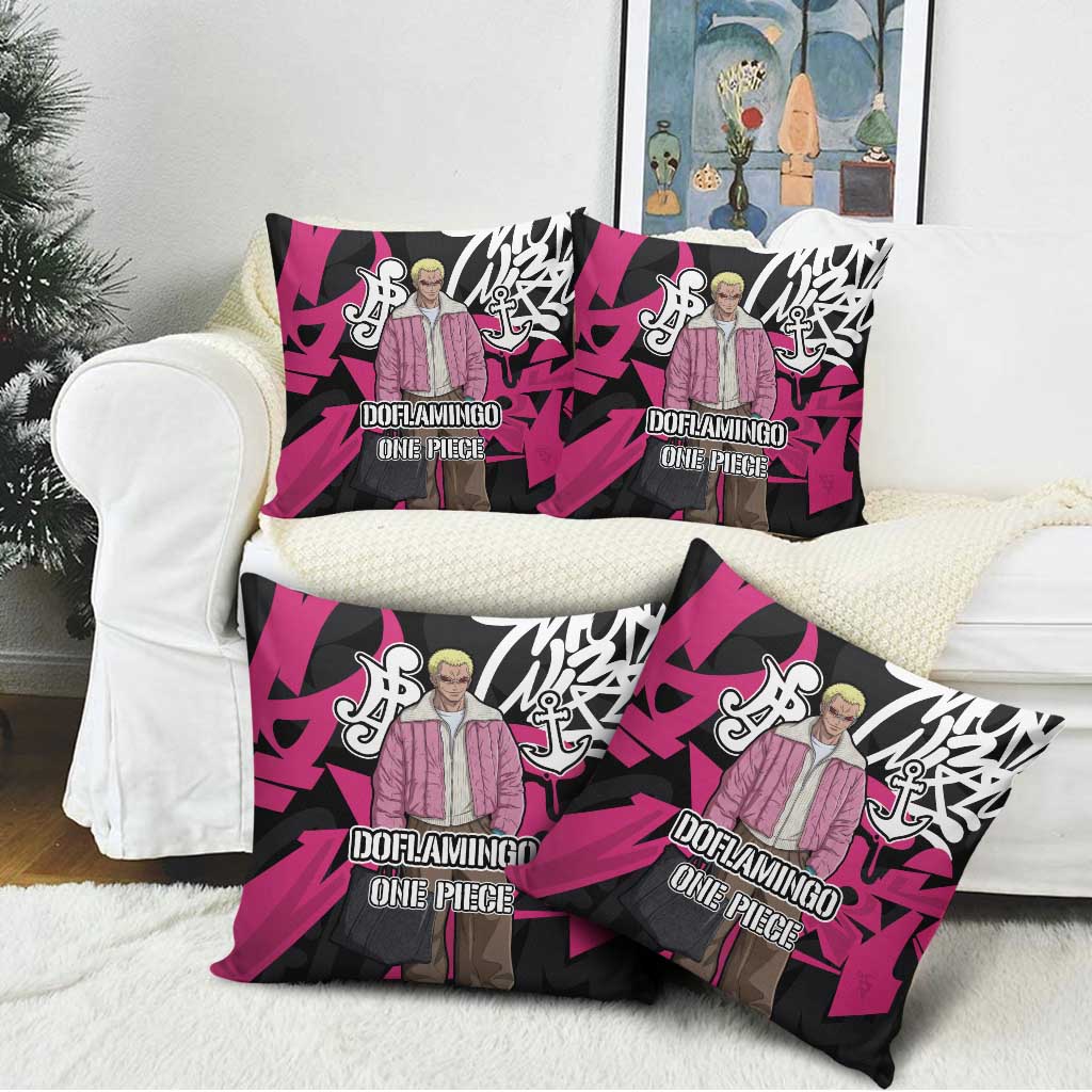 Donquixote Doflamingo One Piece Pillow Cover Graffiti Street Art Anime Collage