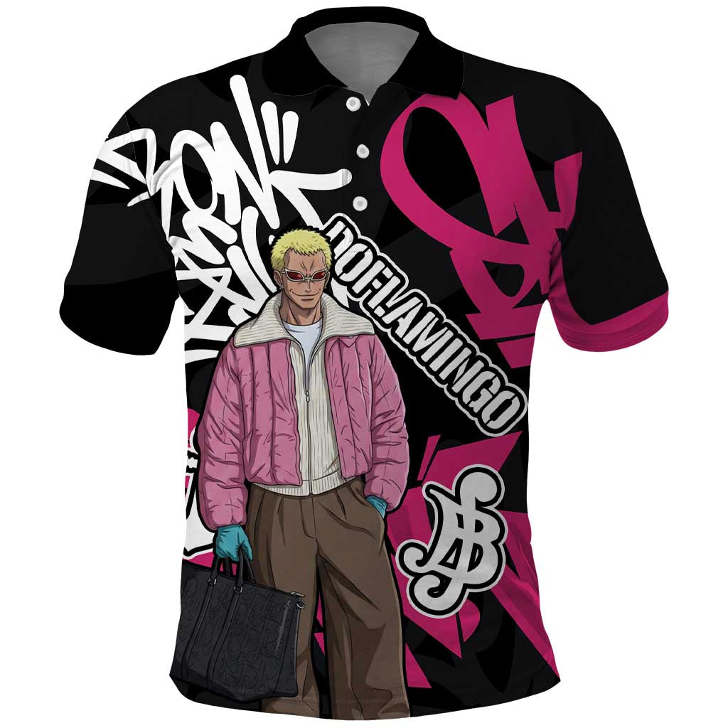 Donquixote Doflamingo One Piece Polo Shirt Graffiti Street Art Anime Collage