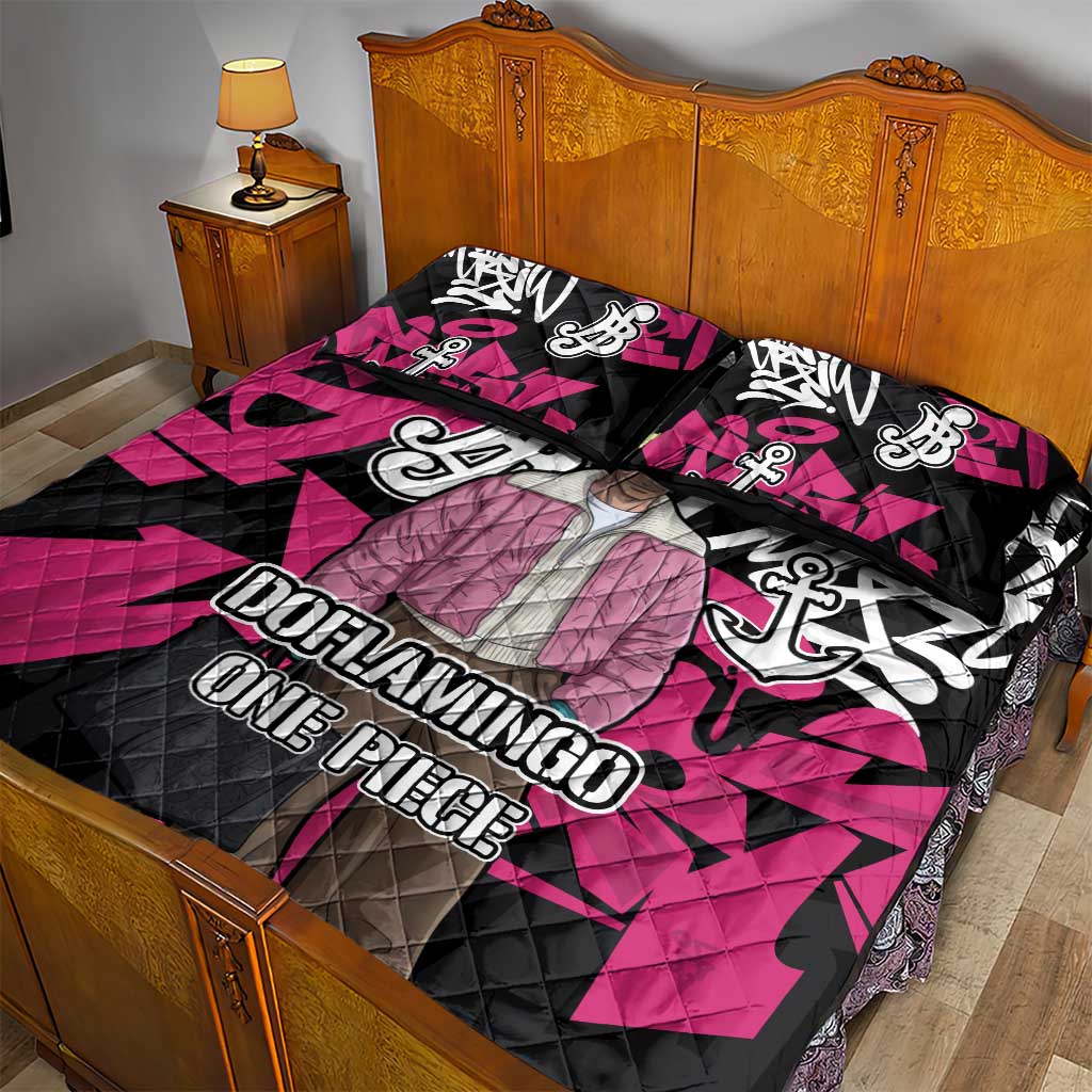 Donquixote Doflamingo One Piece Quilt Bed Set Graffiti Street Art Anime Collage