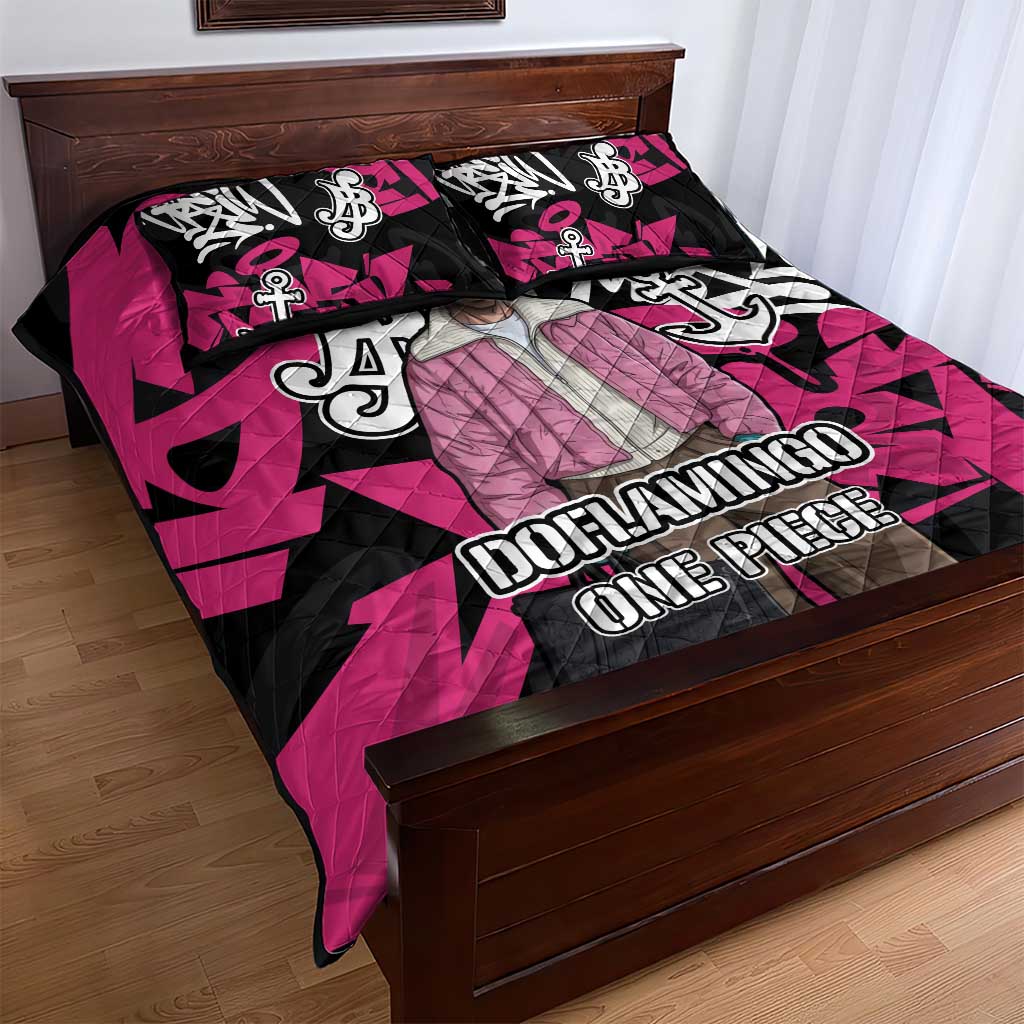 Donquixote Doflamingo One Piece Quilt Bed Set Graffiti Street Art Anime Collage