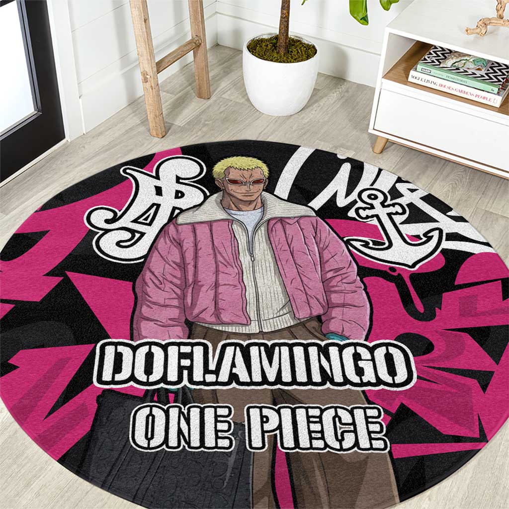 Donquixote Doflamingo One Piece Round Carpet Graffiti Street Art Anime Collage