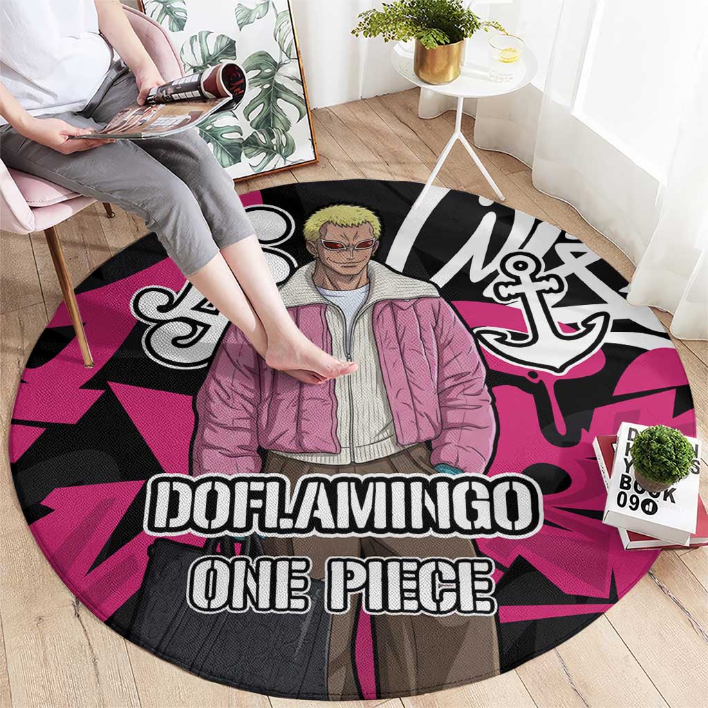 Donquixote Doflamingo One Piece Round Carpet Graffiti Street Art Anime Collage