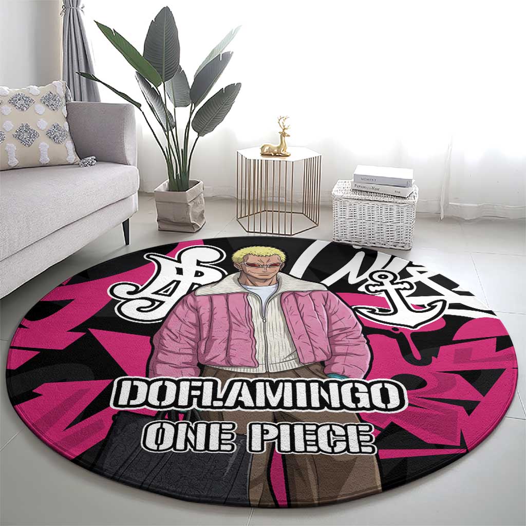 Donquixote Doflamingo One Piece Round Carpet Graffiti Street Art Anime Collage