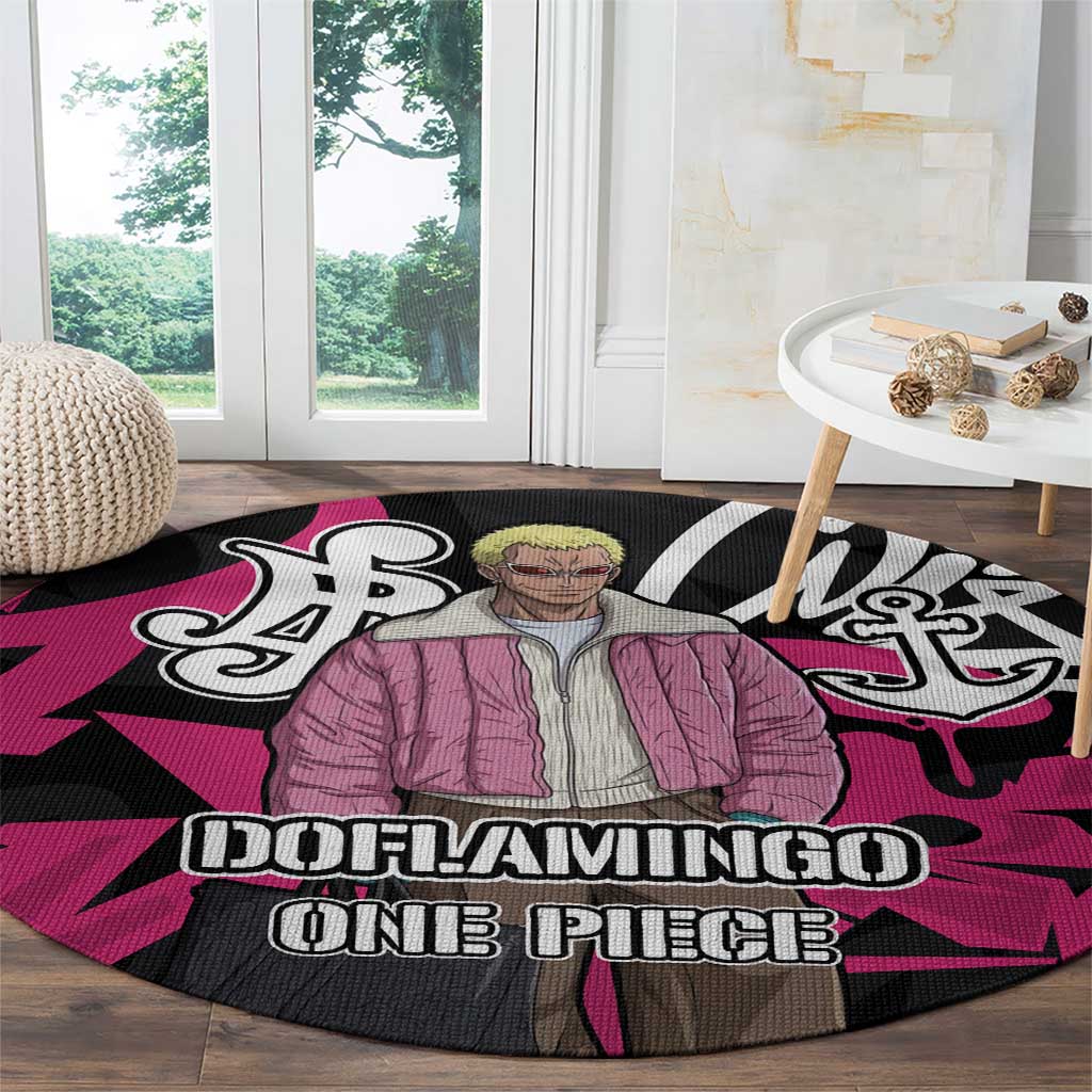 Donquixote Doflamingo One Piece Round Carpet Graffiti Street Art Anime Collage