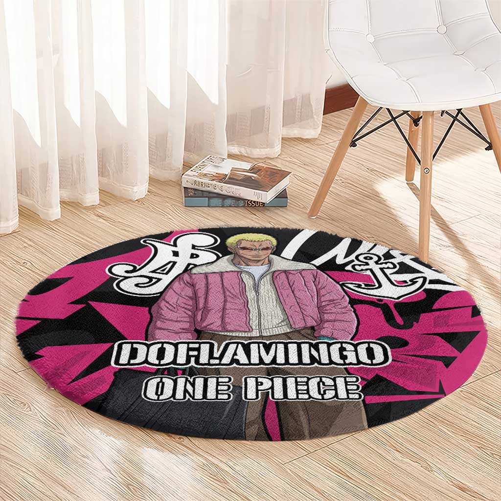 Donquixote Doflamingo One Piece Round Carpet Graffiti Street Art Anime Collage