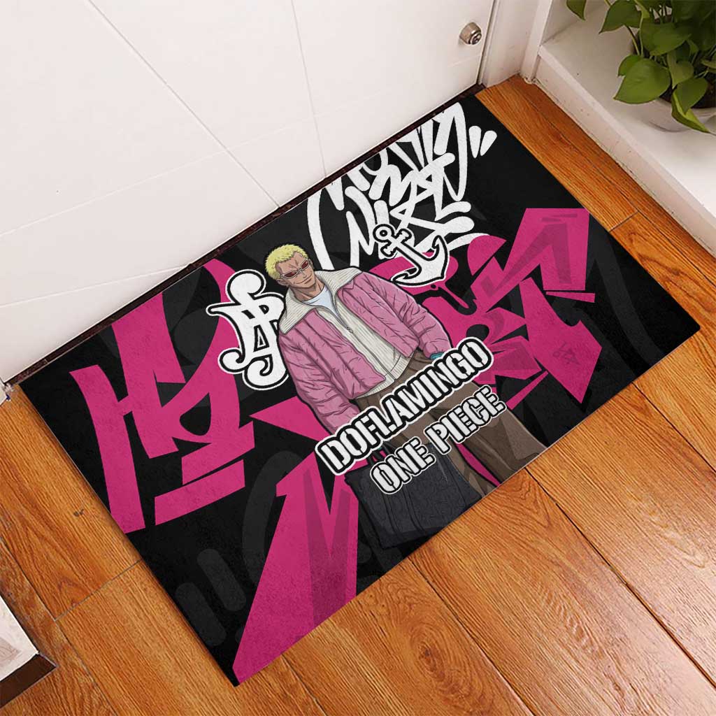 Donquixote Doflamingo One Piece Rubber Doormat Graffiti Street Art Anime Collage