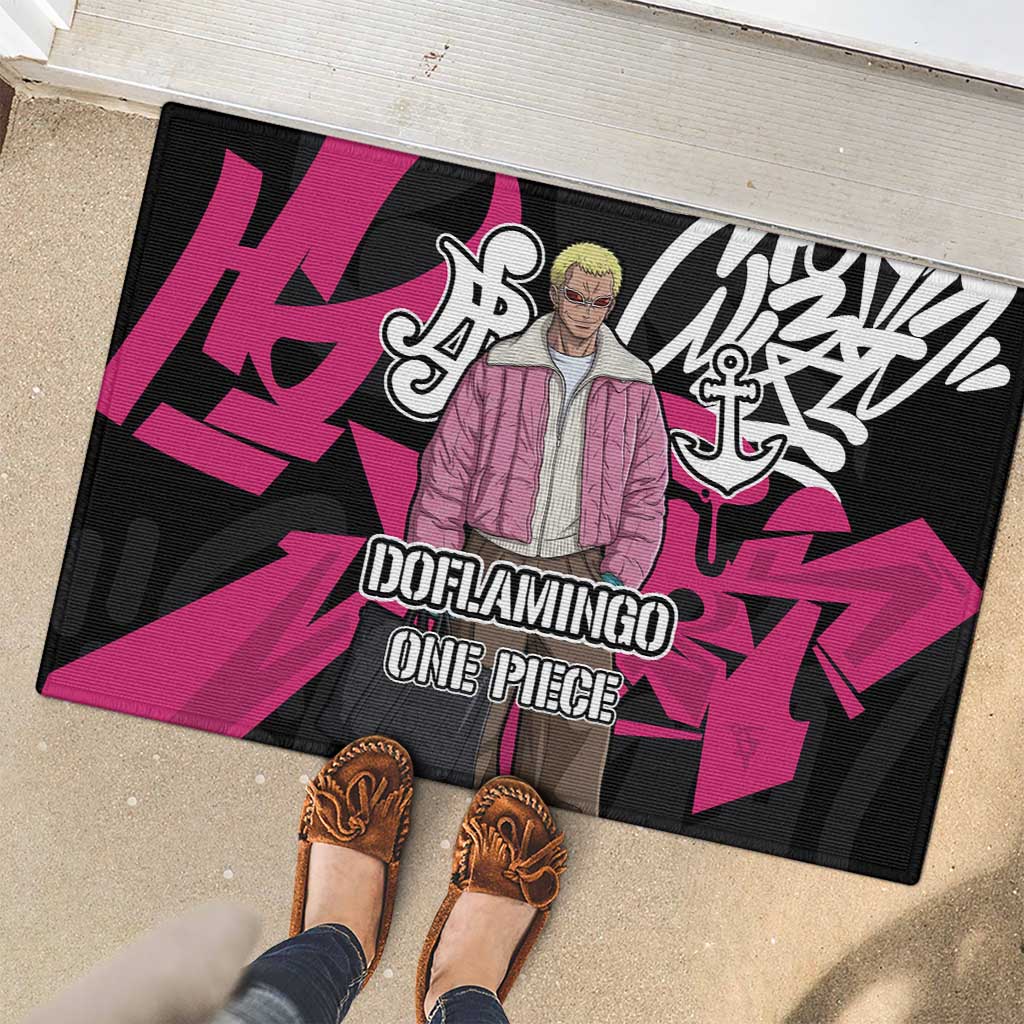 Donquixote Doflamingo One Piece Rubber Doormat Graffiti Street Art Anime Collage
