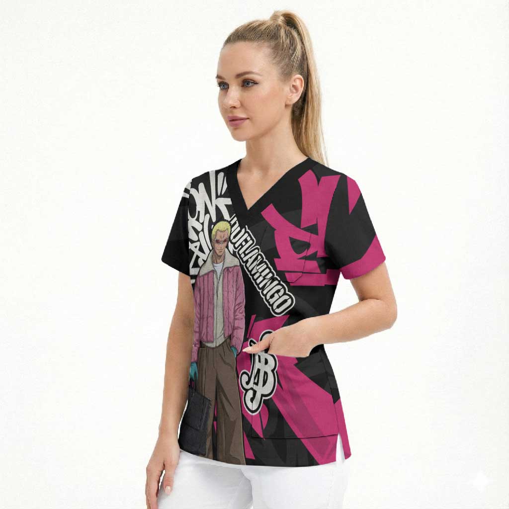 Donquixote Doflamingo One Piece Scrub Top Graffiti Street Art Anime Collage