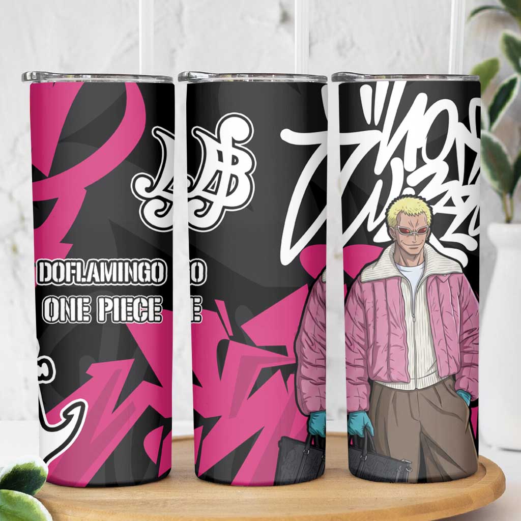 Donquixote Doflamingo One Piece Skinny Tumbler Graffiti Street Art Anime Collage