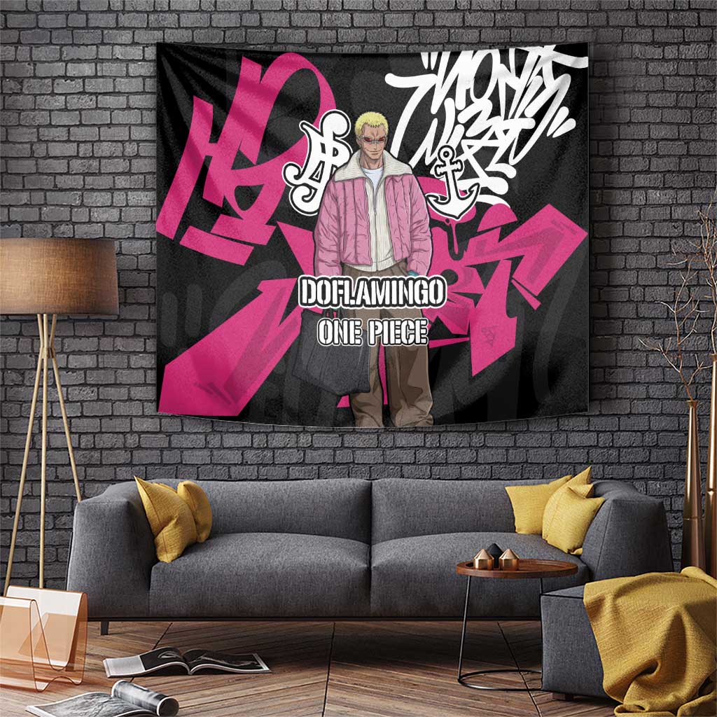 Donquixote Doflamingo One Piece Tapestry Graffiti Street Art Anime Collage