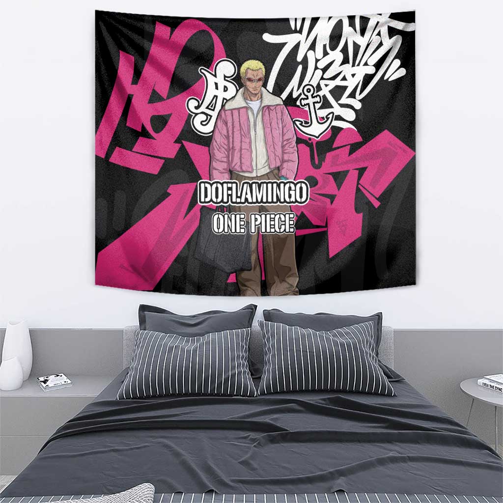 Donquixote Doflamingo One Piece Tapestry Graffiti Street Art Anime Collage